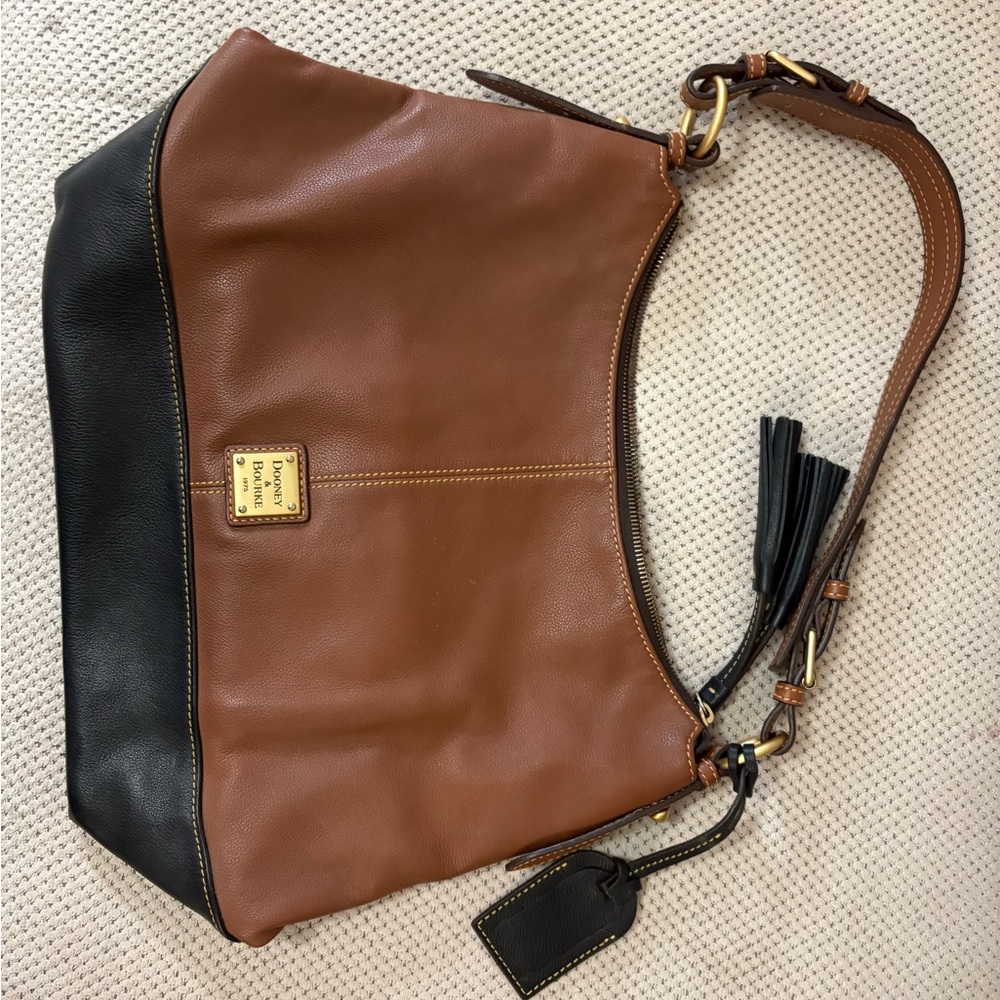 Dooney & Bourke Brown and Black Leather Shoulder Bag